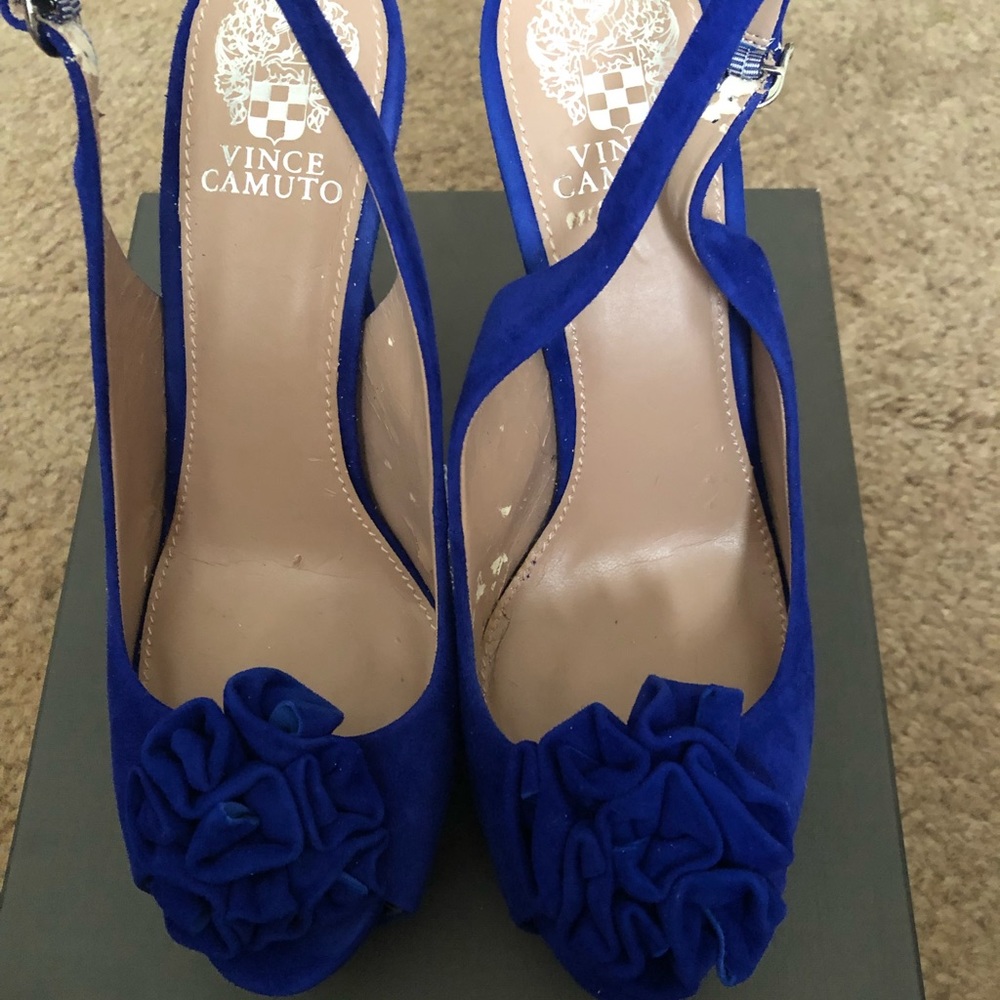 Vince Camuto Motion Cobalt Slingback Peeptoe Pumps size 8